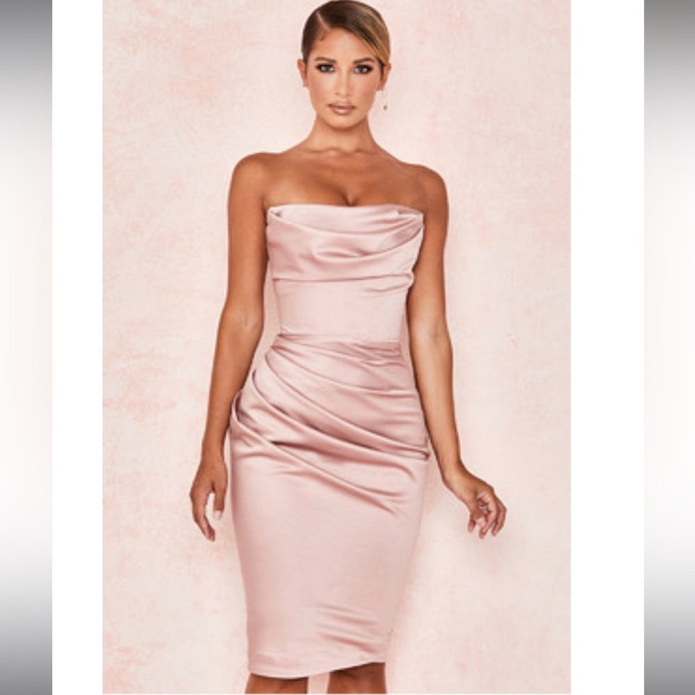 NWOT Blush Satin Corset Dress. Size S. Never been worn.